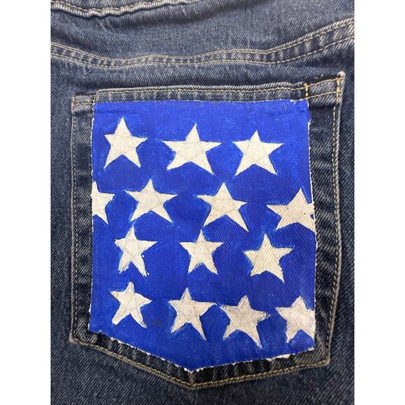 Free Assembly size 12 shorts denim USA stars strips on pockets distressed hem - Picture 7 of 15